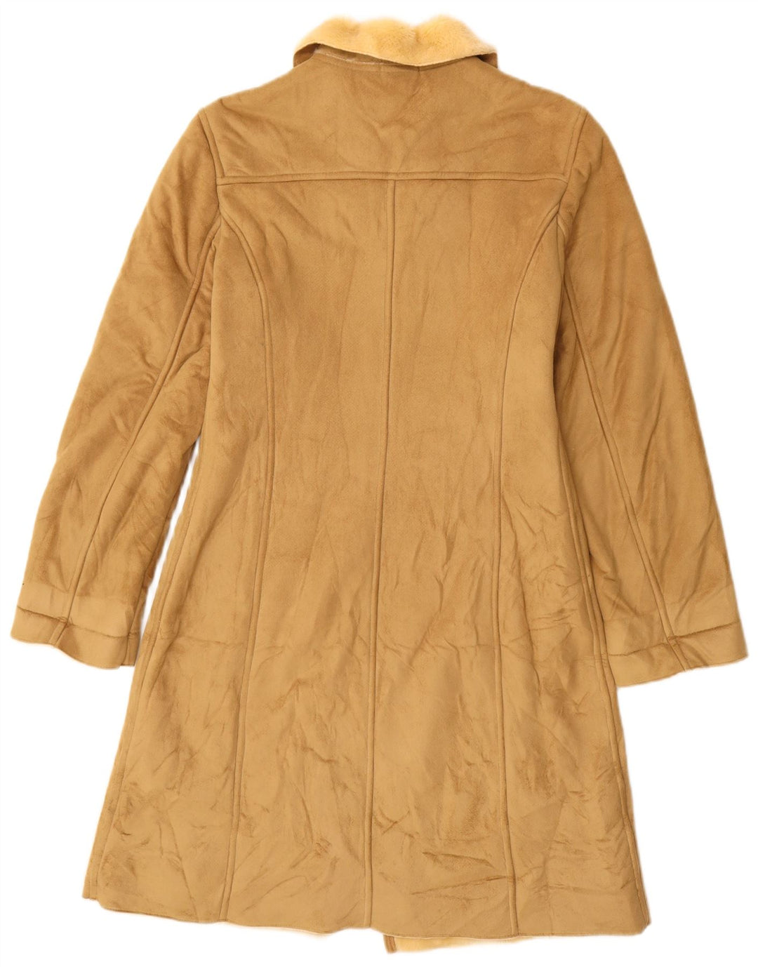 BENETTON Manteau Sherpa Femme UK 10 Petit Modacryl Beige