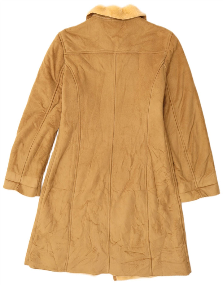 BENETTON Manteau Sherpa Femme UK 10 Petit Modacryl Beige