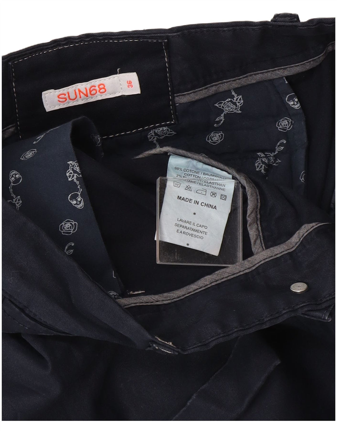 Sun68 Short Chino Homme W36 Large Bleu Marine Coton