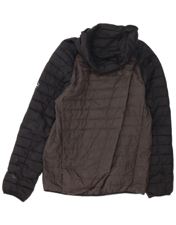 Jack Wolfskin Veste matelassée à capuche pour homme UK 40 Large Gris Colorblock