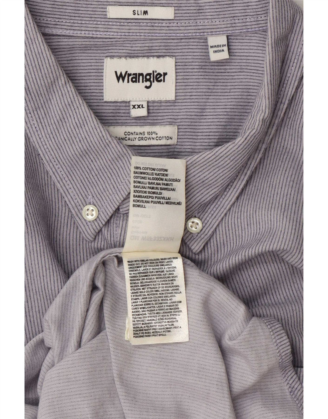 Wrangler Chemise slim pour homme 2XL en coton à fines rayures bleues