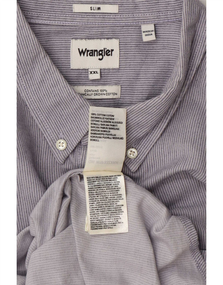 Wrangler Chemise slim pour homme 2XL en coton à fines rayures bleues