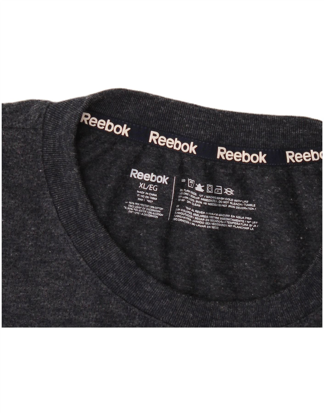 Reebok T-Shirt Top XL Homme Gris Moucheté Polyester