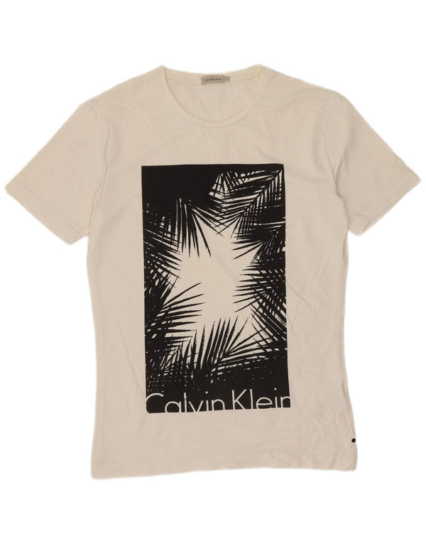 Calvin Klein Jeans Mens Graphic T-Shirt Top Small White Cotton
