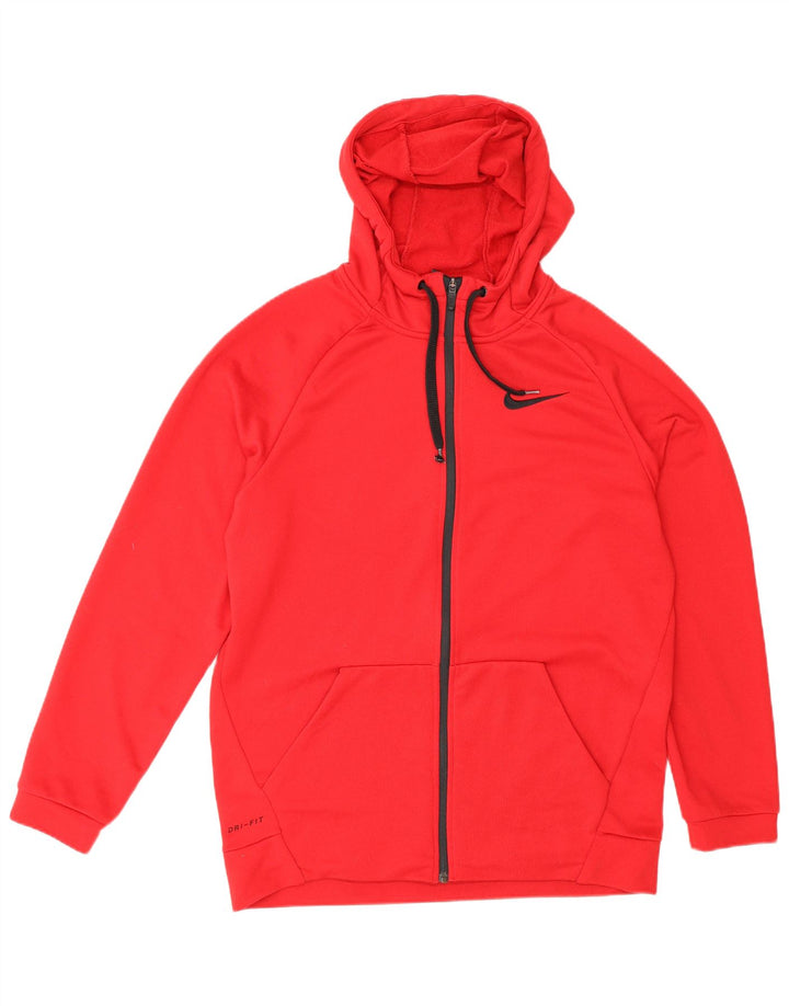 Nike Pull à capuche zippé Dri Fit pour homme en polyester rouge moyen