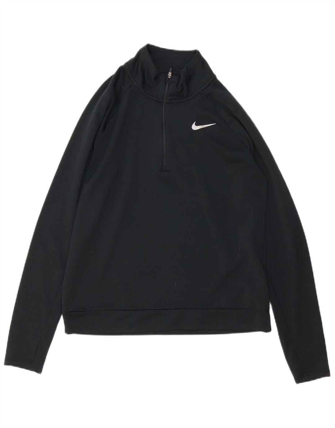 NIKE Haut de survêtement Dri Fit à col zippé pour femme UK 10 Small Noir