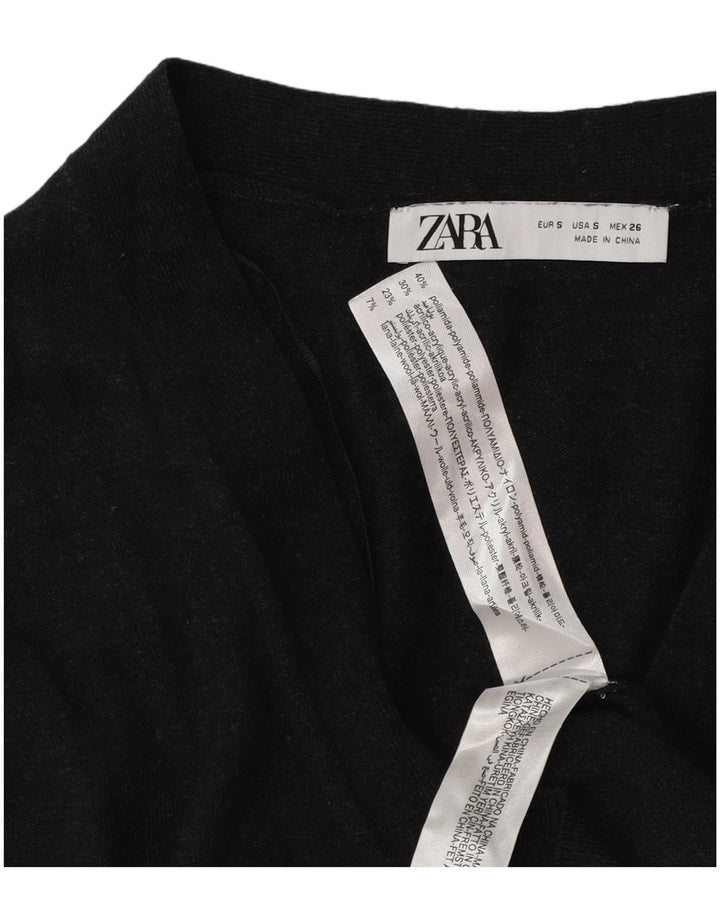 Zara Womens Longline Oversize Cardigan Pull UK 10 Petit Gris Polyester