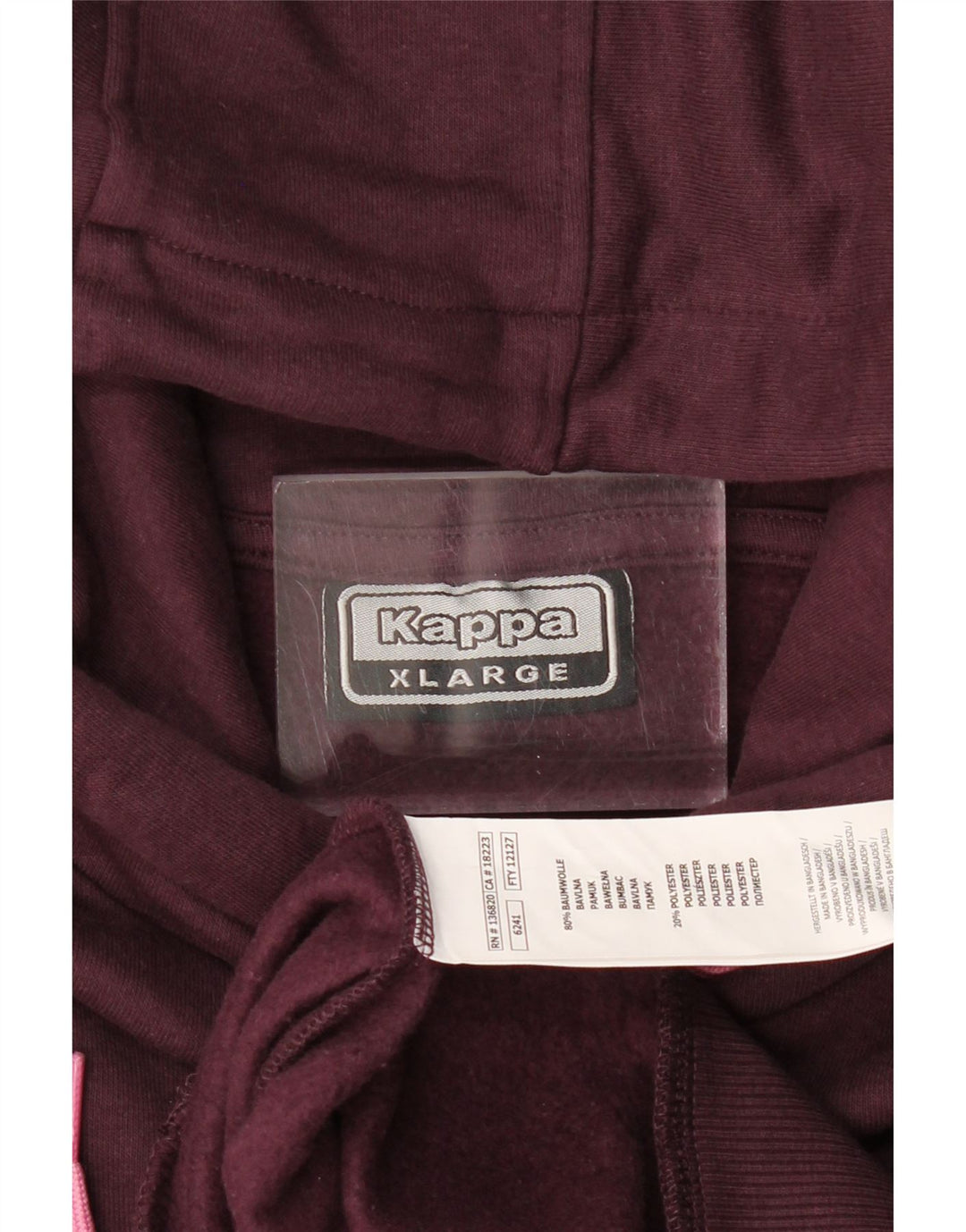 KAPPA Pull à capuche pour femme UK 18 XL Coton bordeaux