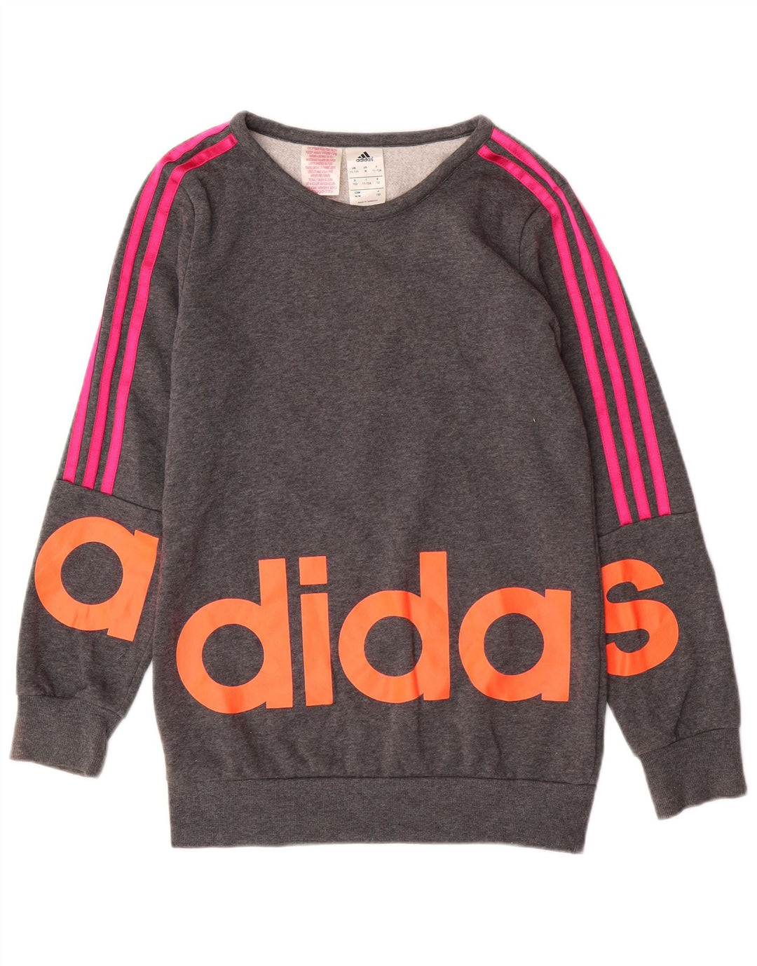 ADIDAS Sweatshirt Graphique Fille 11-12 ans Gris Coton