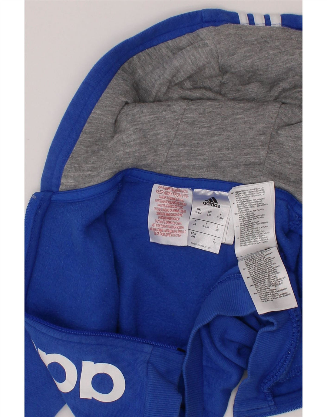 ADIDAS Pull à capuche zippé graphique pour bébé garçon 3-6 mois Bleu Coton