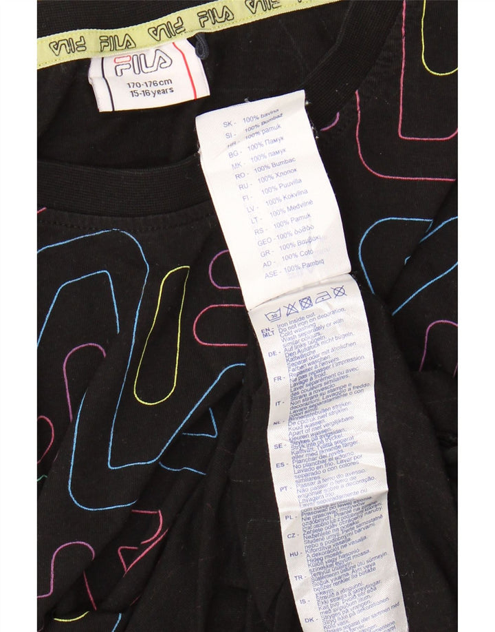 FILA T-Shirt Court Graphique Fille 15-16 ans Noir Coton