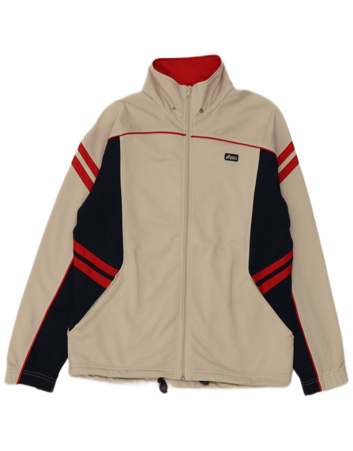 Asics Veste de Survêtement Homme Beige Moyen Colorblock Polyester