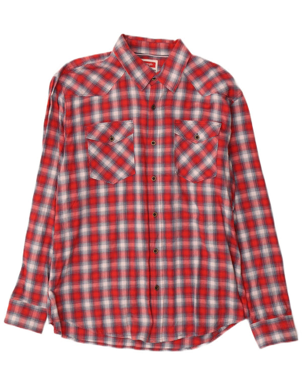 Wrangler Chemise en flanelle western pour homme XL en coton à carreaux rouges