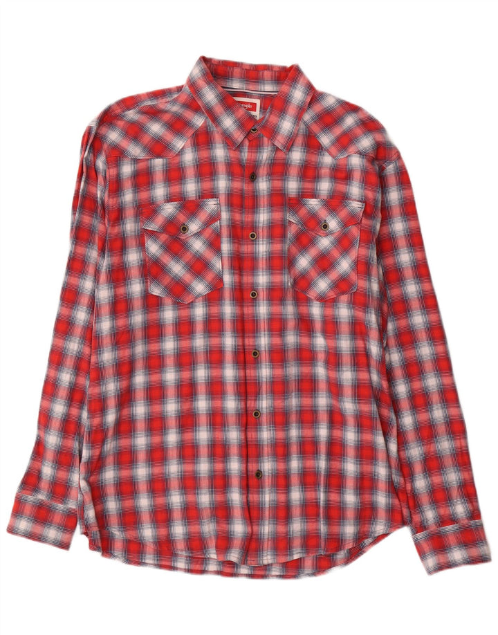 Wrangler Chemise en flanelle western pour homme XL en coton à carreaux rouges