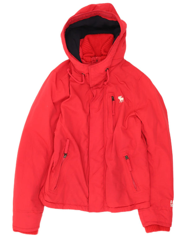 Abercrombie & Fitch Veste coupe-vent à capuche pour homme UK 40 Large Rouge Nylon