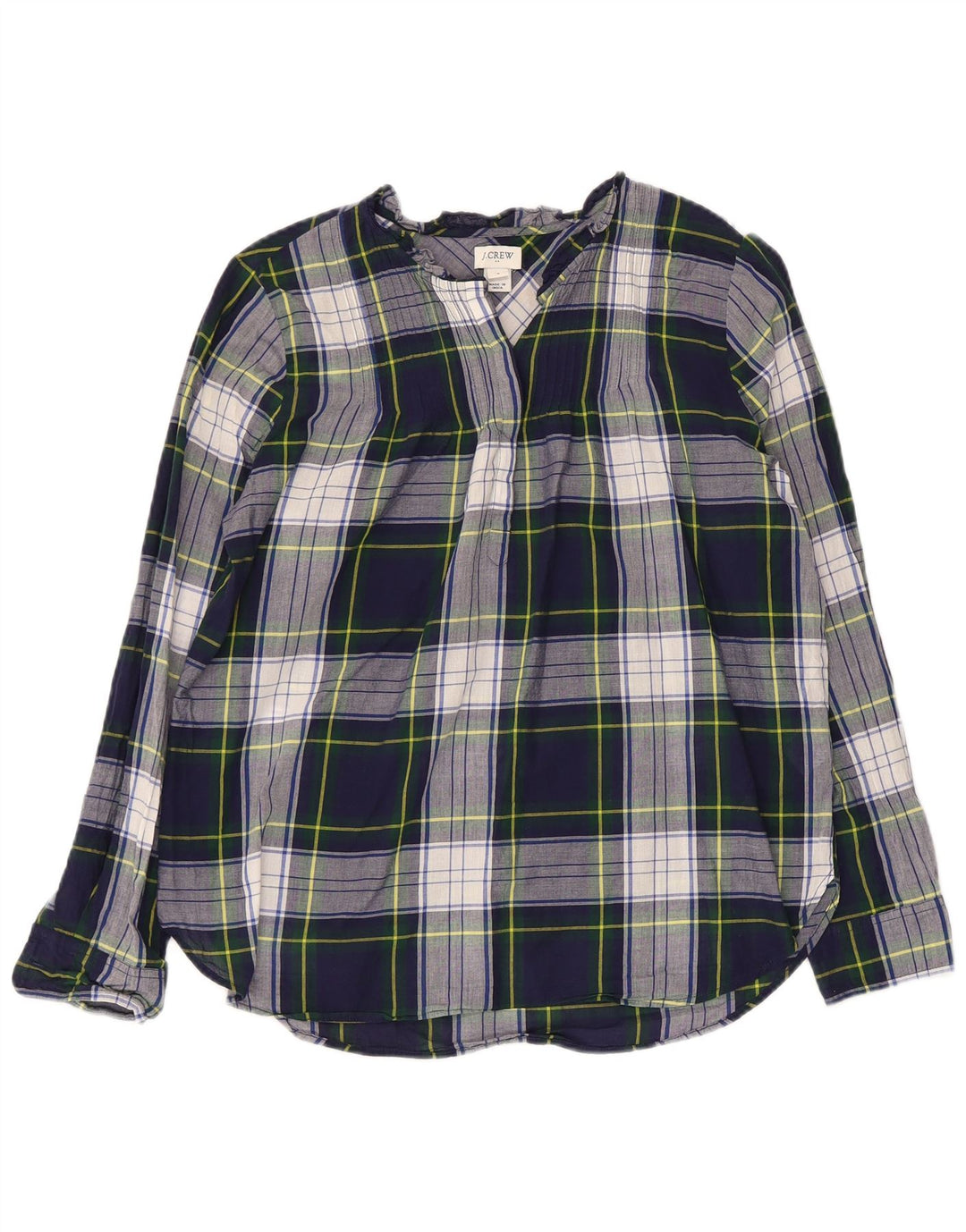 J. CREW Chemisier pull-over pour femme US 4, petit coton à carreaux bleu marine