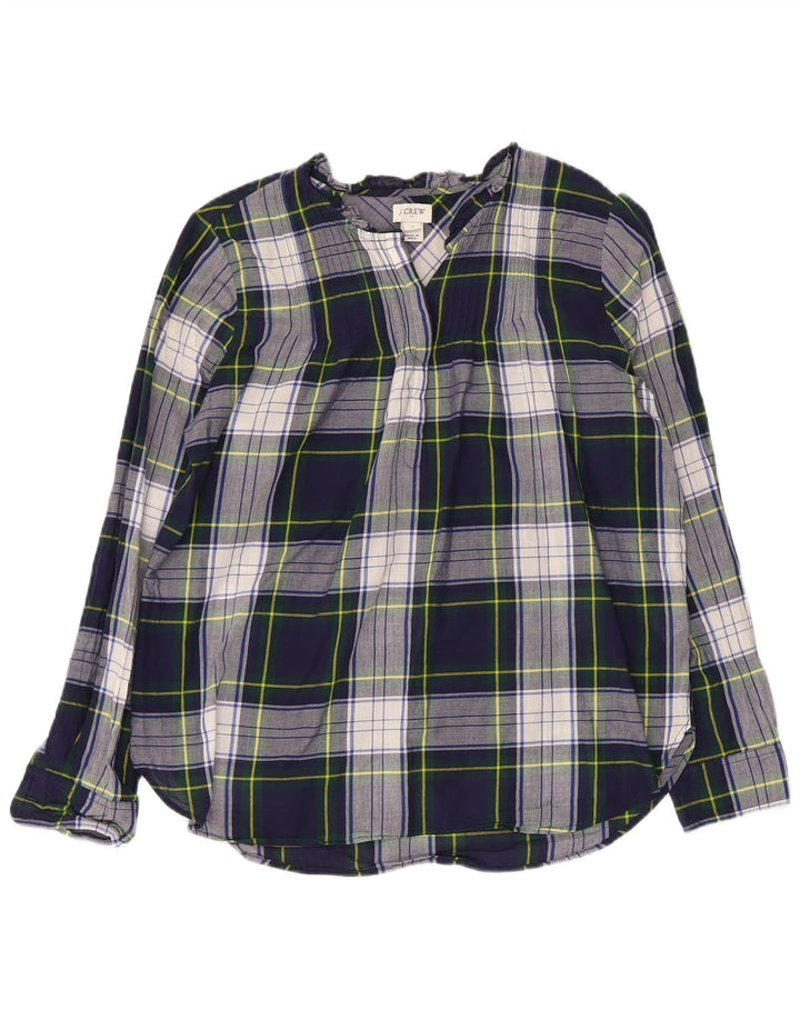 J. CREW Chemisier pull-over pour femme US 4, petit coton à carreaux bleu marine