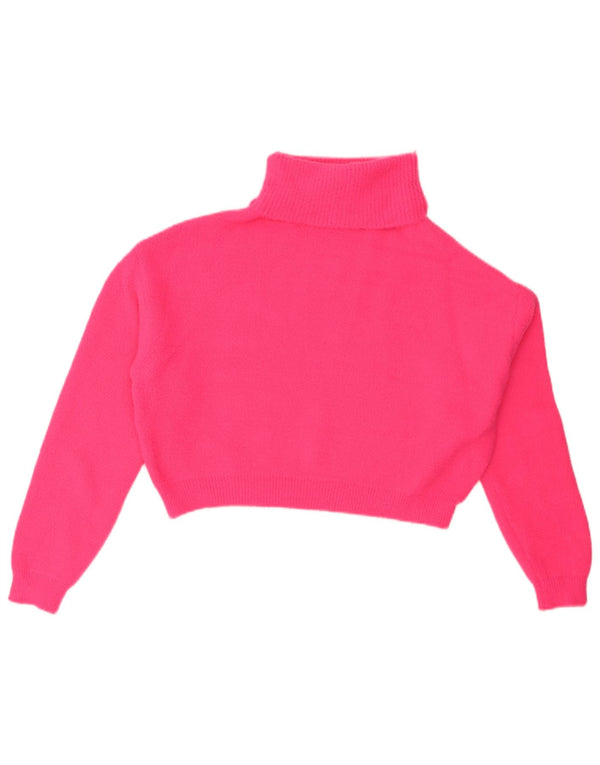 Zara Pull court surdimensionné à col roulé pour femme UK 10 Petit nylon rose