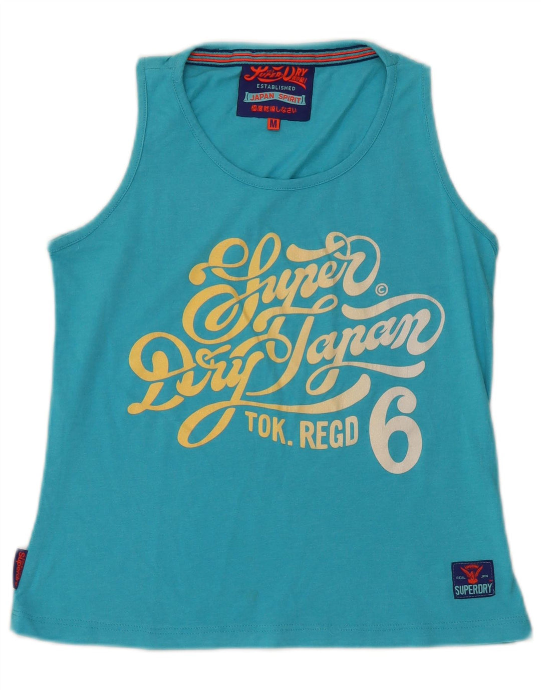 SUPERDRY Débardeur Graphique Femme UK 12 Bleu Moyen Coton