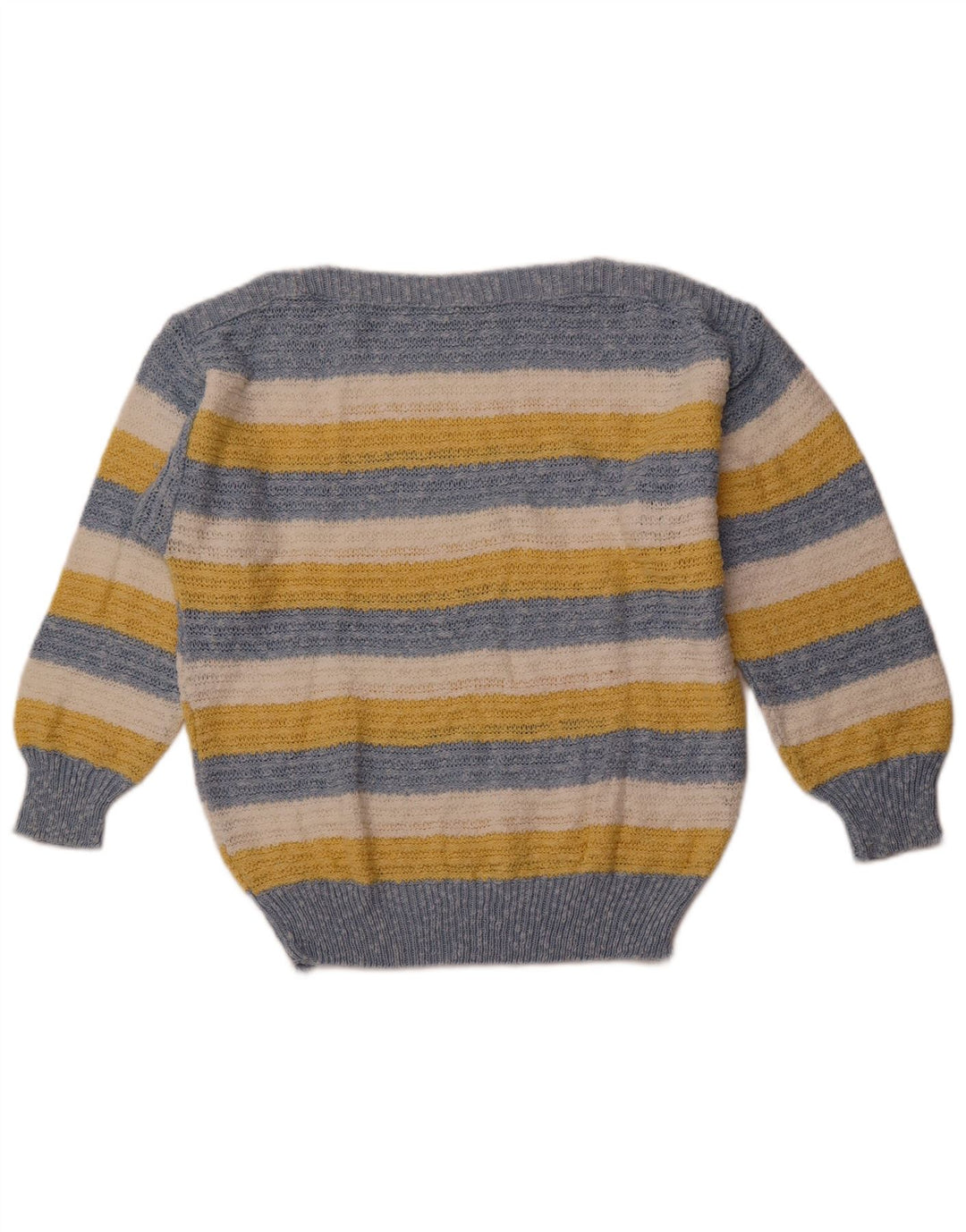 VINTAGE Pull col bateau femme IT 42 coton rayé bleu moyen