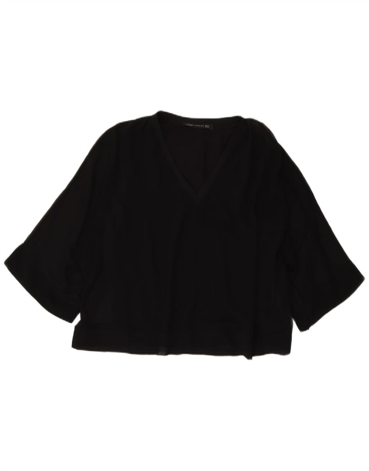 Zara Chemisier surdimensionné à manches 3/4 pour femme UK 6 XS Noir Polyester