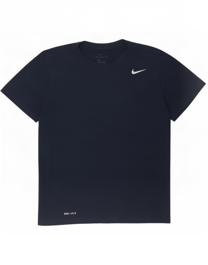 Nike Hommes Dri Fit T-Shirt Haut Petit Bleu Marine Polyester