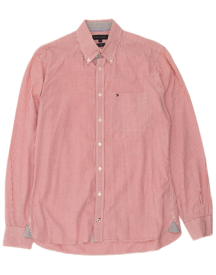 Tommy Hilfiger Chemise sur mesure pour homme Petit coton vichy rouge