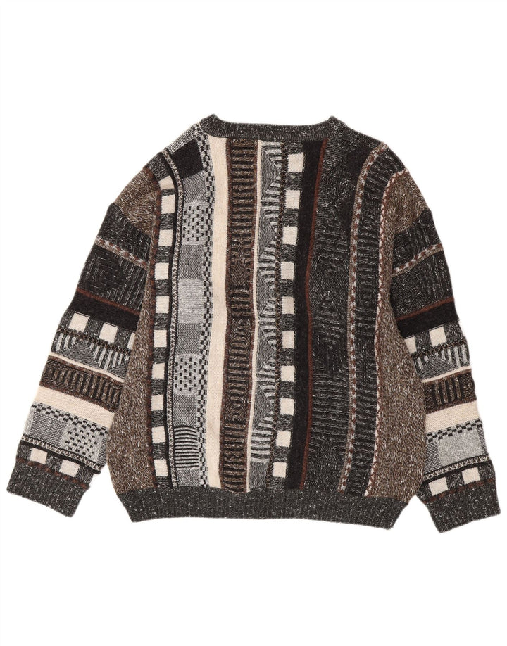 VINTAGE Pull ras du cou pour homme UK 44 XL rayé multicolore