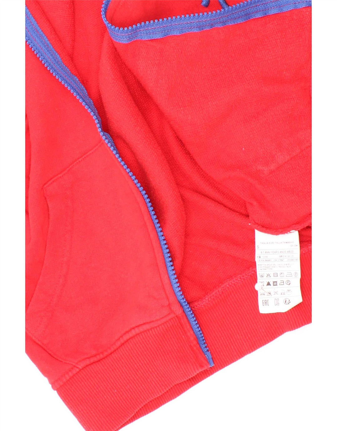 Benetton Veste de Survêtement Graphique Garçon 6-7 Ans Petit Rouge Coton