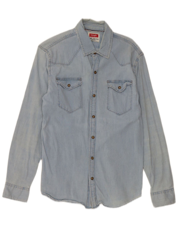 Wrangler Chemise en Jean Homme Bleu Moyen Coton