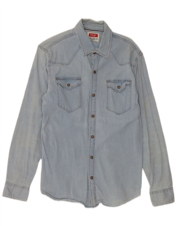 Wrangler Chemise en Jean Homme Bleu Moyen Coton