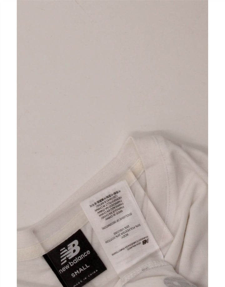 NEW BALANCE T-shirt court graphique pour femme UK 10 petit coton blanc