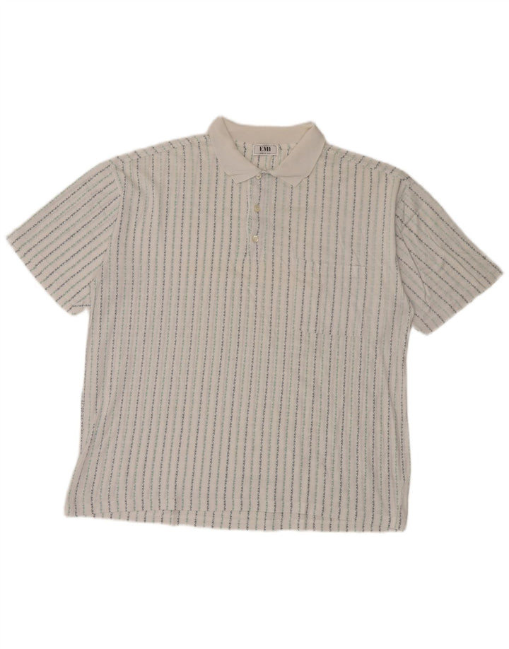 Polo Homme Vintage XL Blanc Rayé