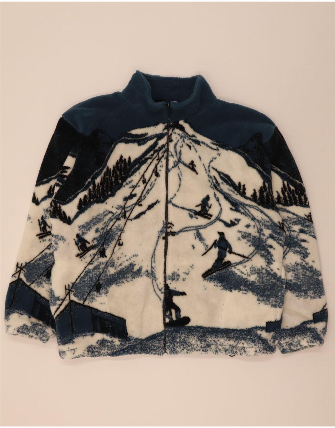 Galloway Veste polaire à motif abstrait pour homme UK 44 2XL Bleu Colourblock