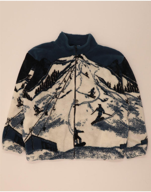 Galloway Veste polaire à motif abstrait pour homme UK 44 2XL Bleu Colourblock