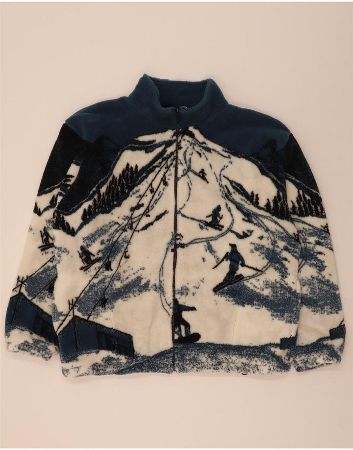 Galloway Veste polaire à motif abstrait pour homme UK 44 2XL Bleu Colourblock