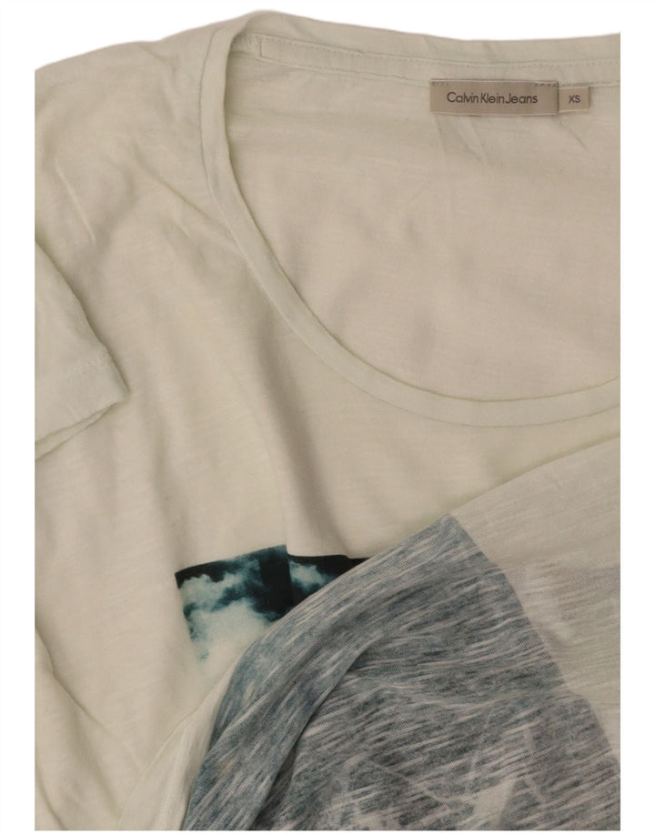CALVIN KLEIN JEANS T-shirt graphique surdimensionné pour femme UK 6 XS Blanc