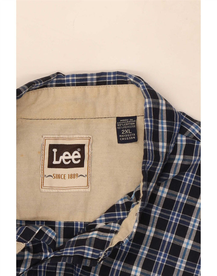 Lee Chemise à manches courtes pour homme 2XL en coton à carreaux bleu marine