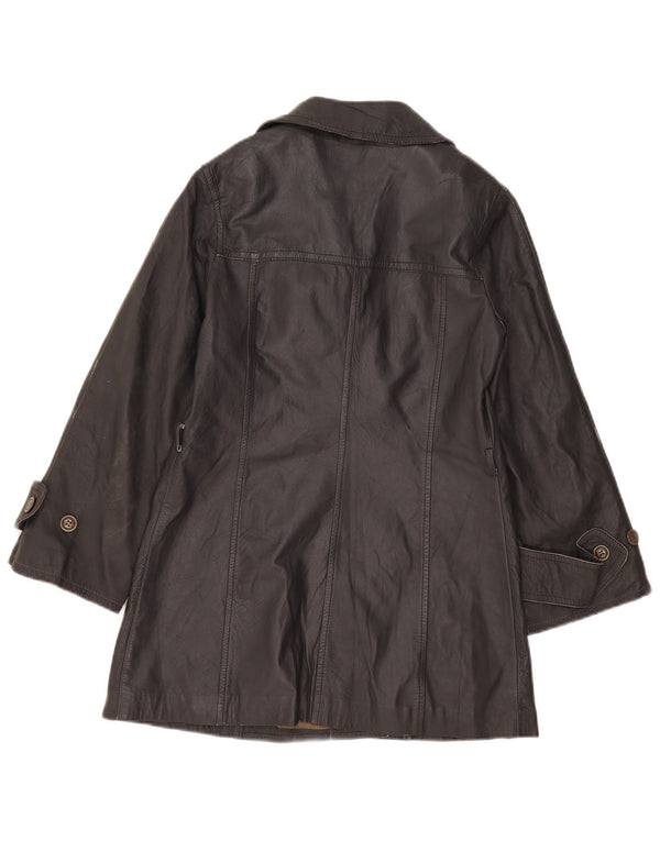 veste en cuir double poitrine vintage femme UK 8 Petit cuir gris