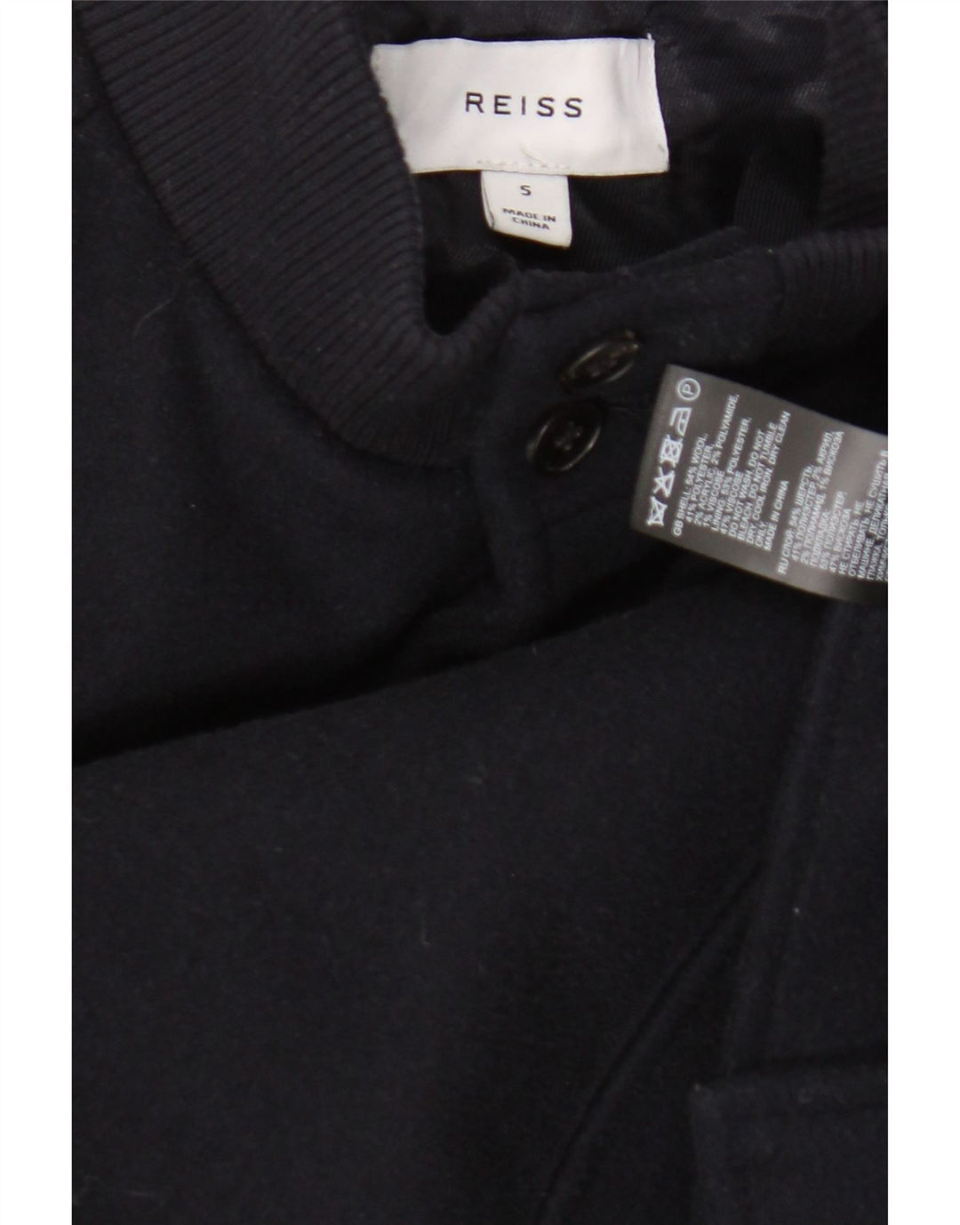 Reiss Veste Bomber Homme UK 36 Petite Laine Bleu Marine