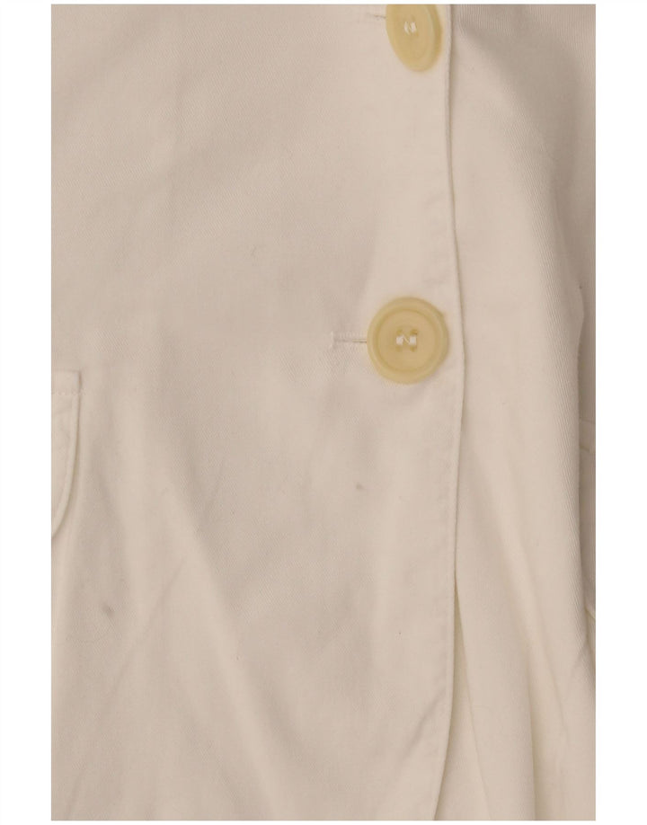 Benetton Cardigan à manches courtes pour femme IT 42 en coton blanc moyen