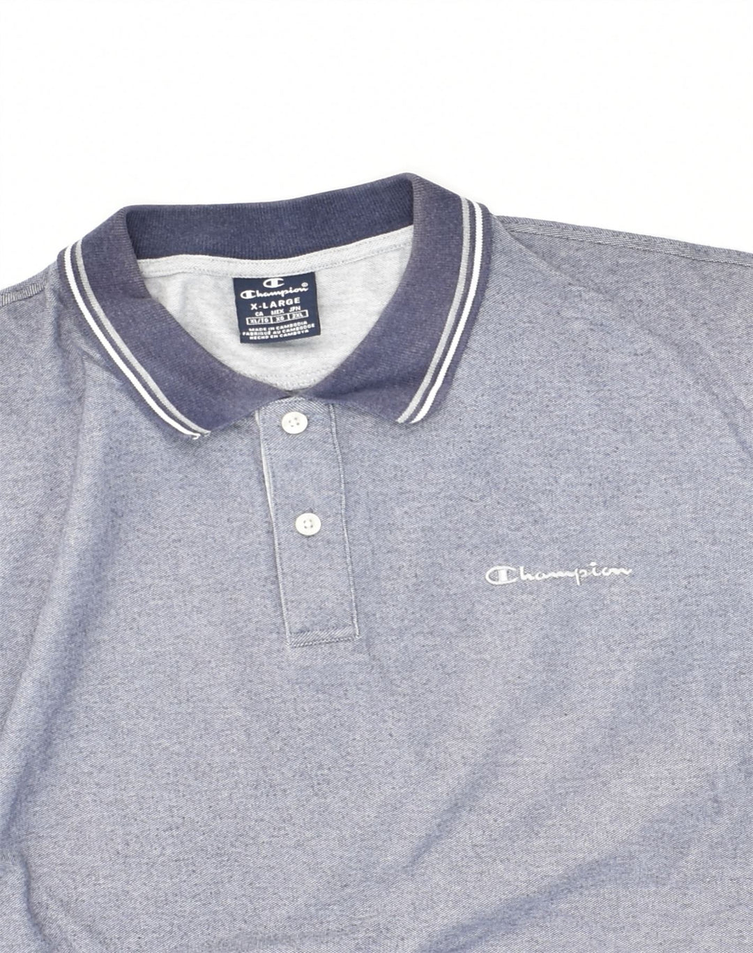 CHAMPION Mens Polo Shirt XL Blue Cotton | Vintage Champion | Thrift | Second-Hand Champion | Used Clothing | Messina Hembry 