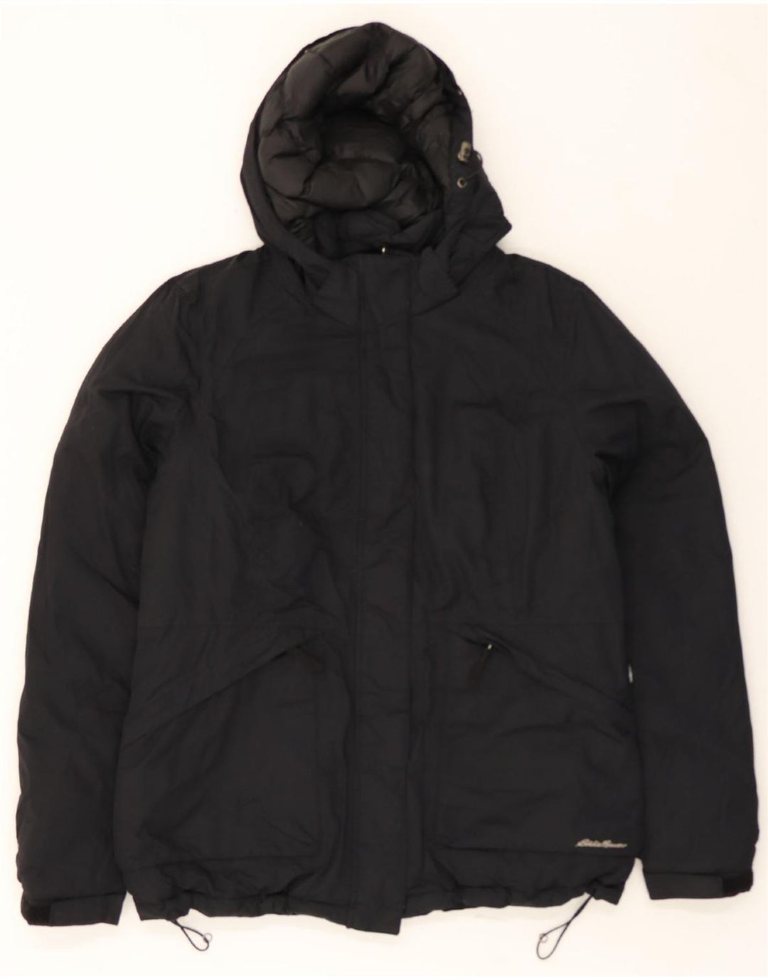 EDDIE BAUER Womens Hooded Windbreaker Jacket UK 16 Large Black Polyester Vintage Eddie Bauer and Second-Hand Eddie Bauer from Messina Hembry 