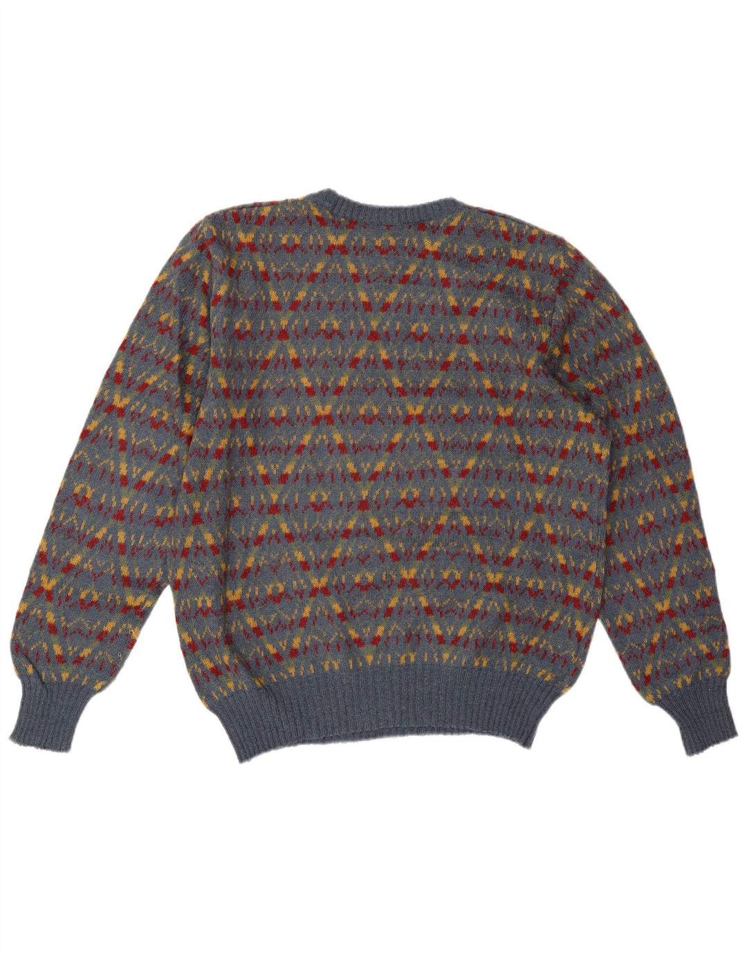 Miriam Pull col rond pour homme Gris moyen Fair Isle Acrylique