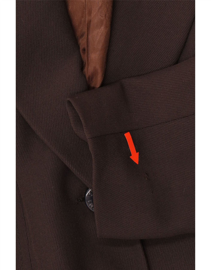 GIANFRANCO FERRE Veste Blazer 3 Boutons Femme UK 16 Grande Laine Marron