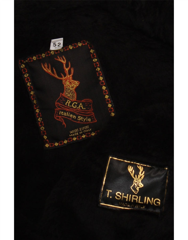 veste en peau de mouton homme vintage IT 52 XL peau de mouton noire