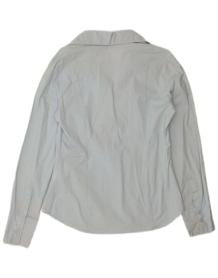 Benetton Chemise Pull Femme UK 14 Large Bleu Coton