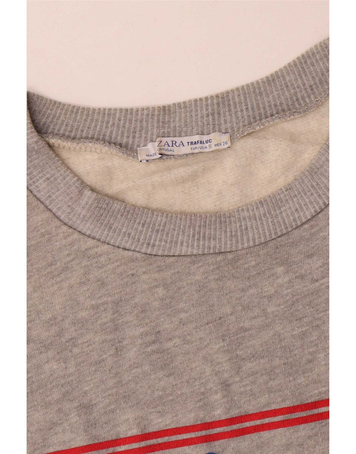 Zara Sweat-shirt surdimensionné graphique pour femme UK 10 Petit gris moucheté