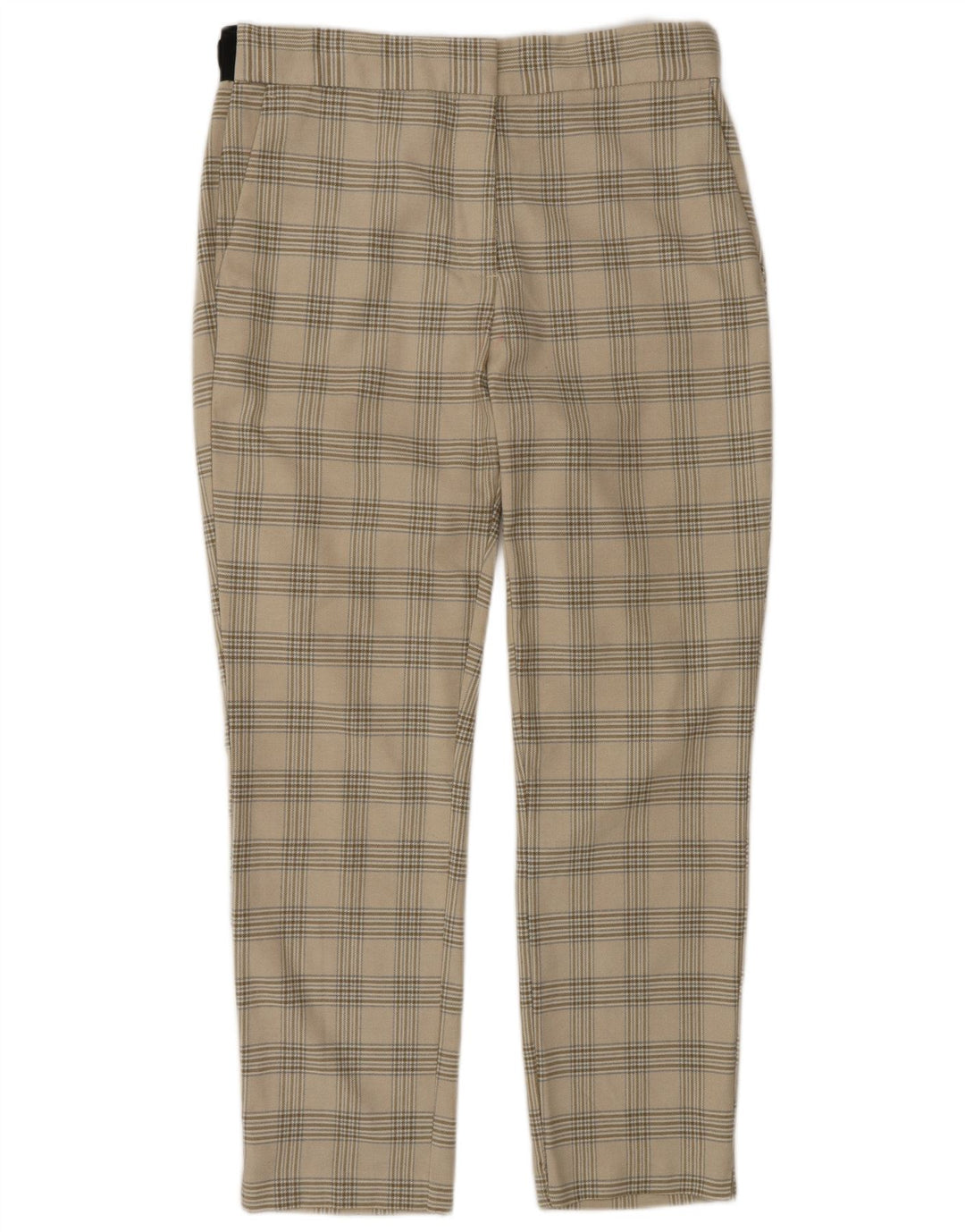 Zara Pantalon de Costume Fuselé Femme Large W30 L27 Beige à Carreaux Polyester