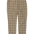 Zara Pantalon de Costume Fuselé Femme Large W30 L27 Beige à Carreaux Polyester